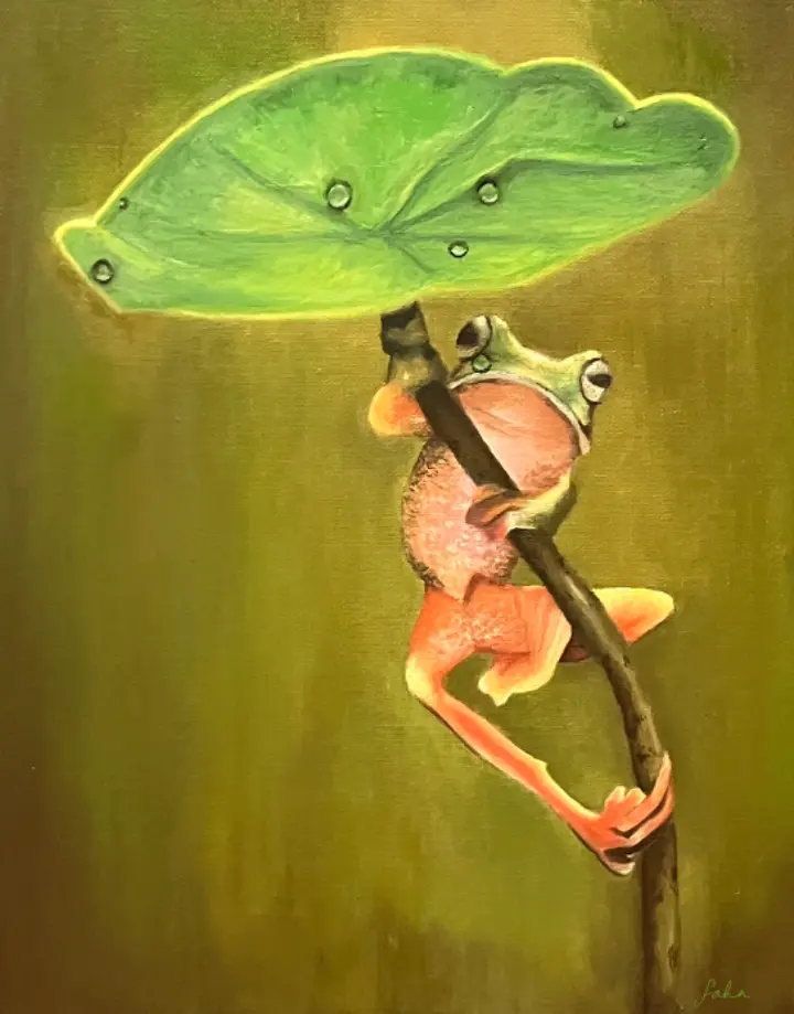 Frog Sheltered From Rain