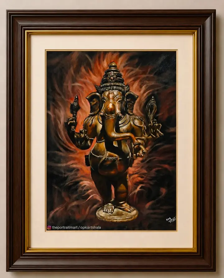 Ganesha Metal texture Painting