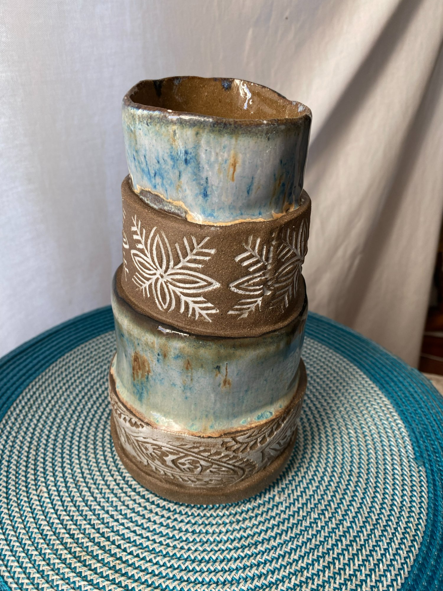Textured chocolate clay vase