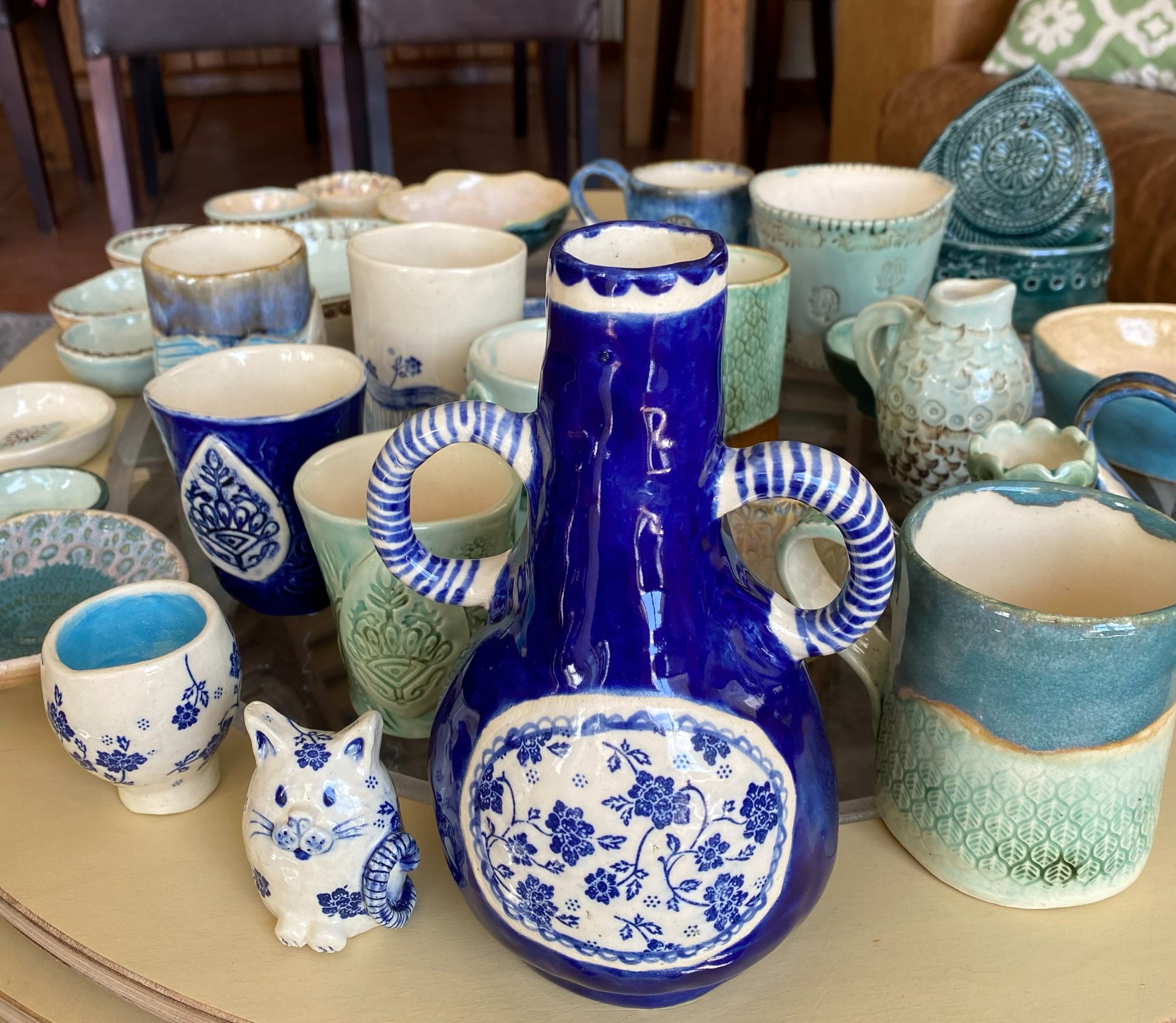 Group shot of various blues and greens